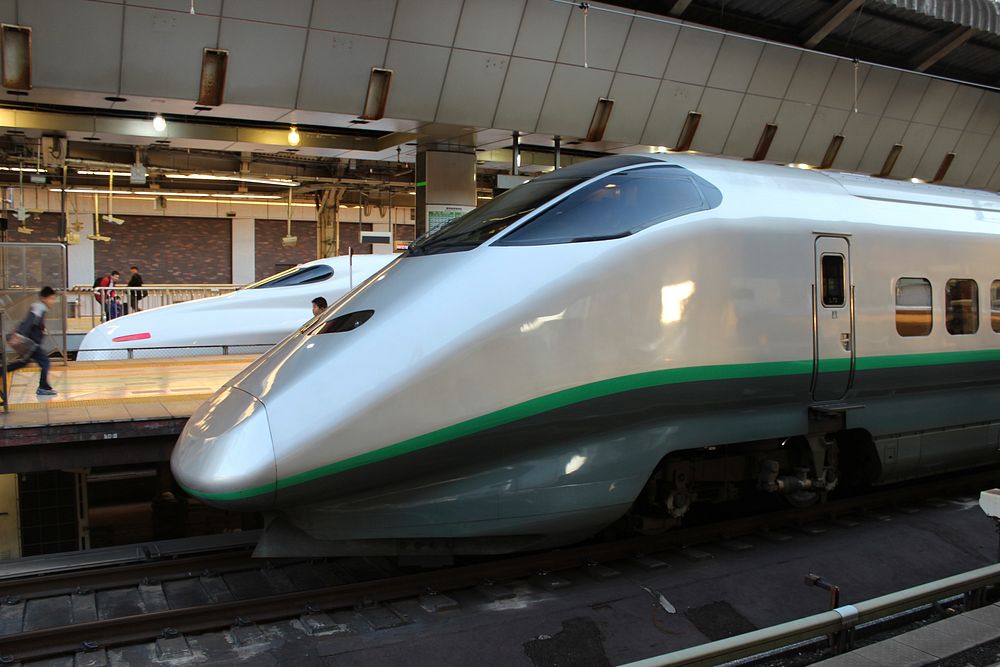 JR East E3 series Shinkansen train in Tsubasa super limited express service at Tokyo Station. Original public domain image…