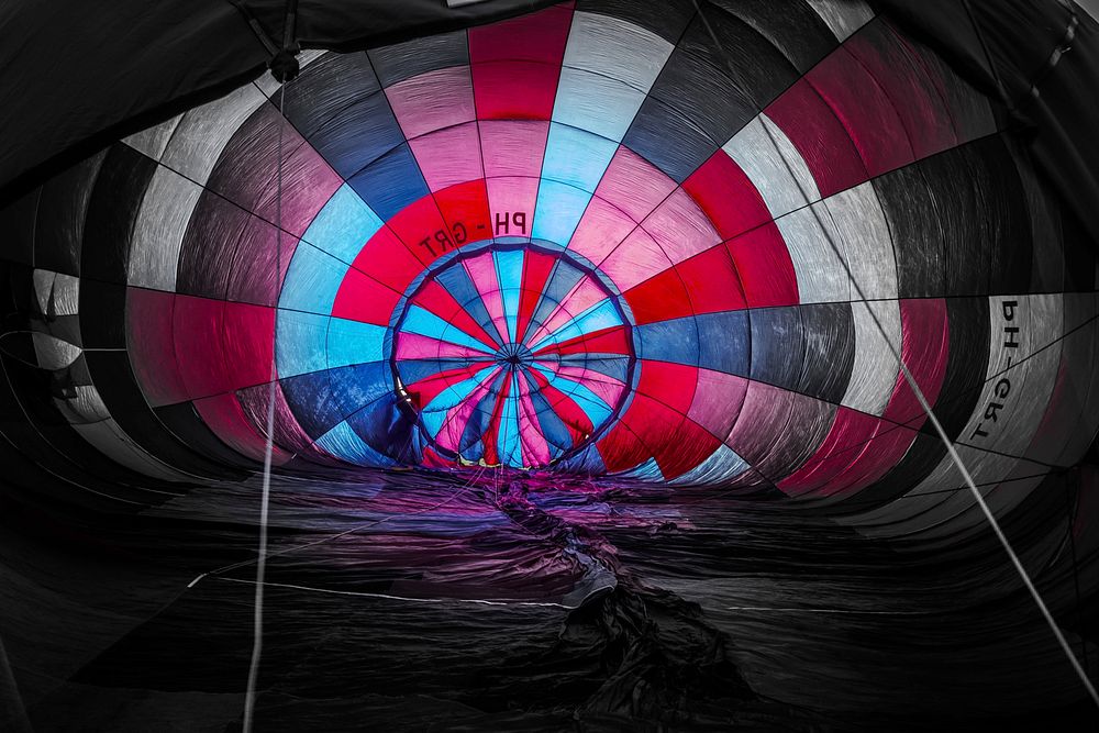 Hot air balloon lying on the floor. Original public domain image from Wikimedia Commons