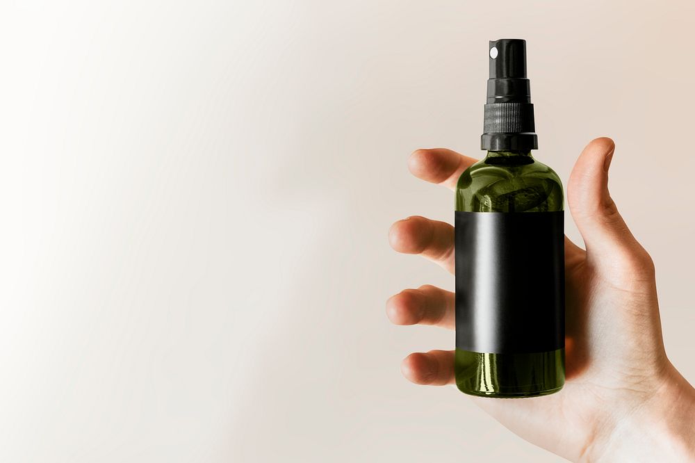 Green herbal organic spray bottle 