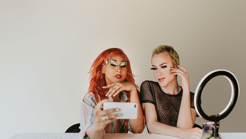 Drag show artist taking a selfie