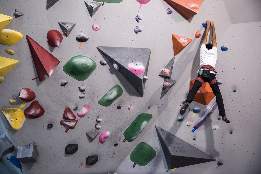 Free indoor rock climber photo, public domain sport CC0 image.