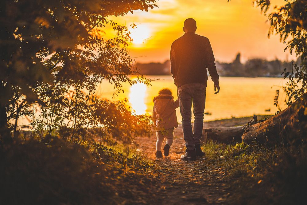 Free Father and Daughter during sunset image, public domain scenery CC0 photo.