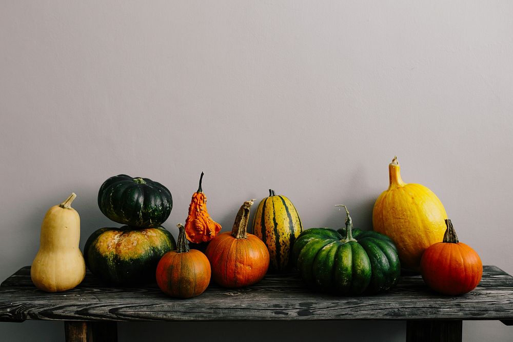 Closeup of various pumpkins. Visit Kaboompics for more free images.