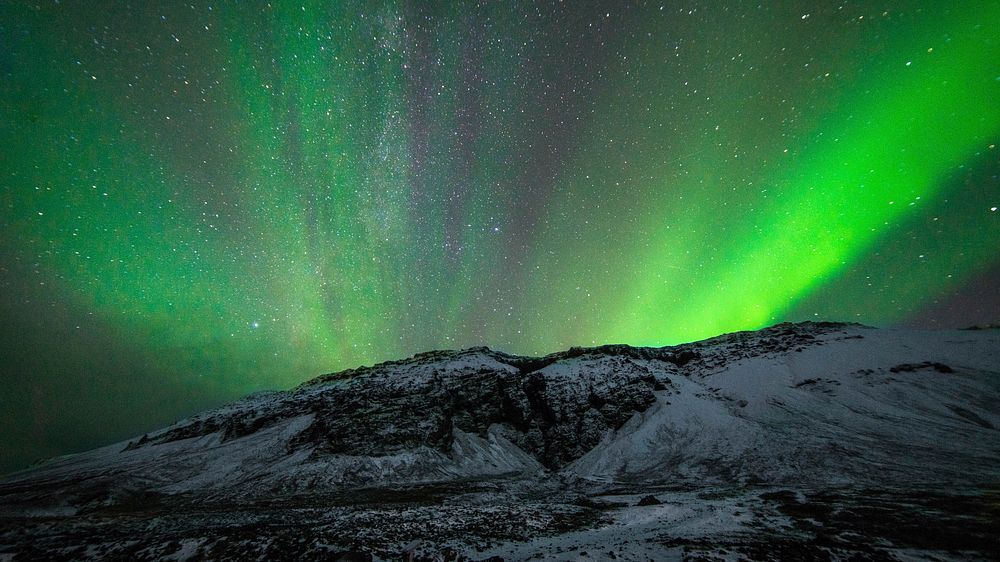 Northern lights desktop wallpaper background, Raudfeldar Canyon, Iceland