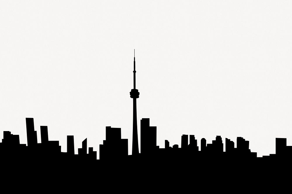 Skyline silhouette collage element, Toronto psd