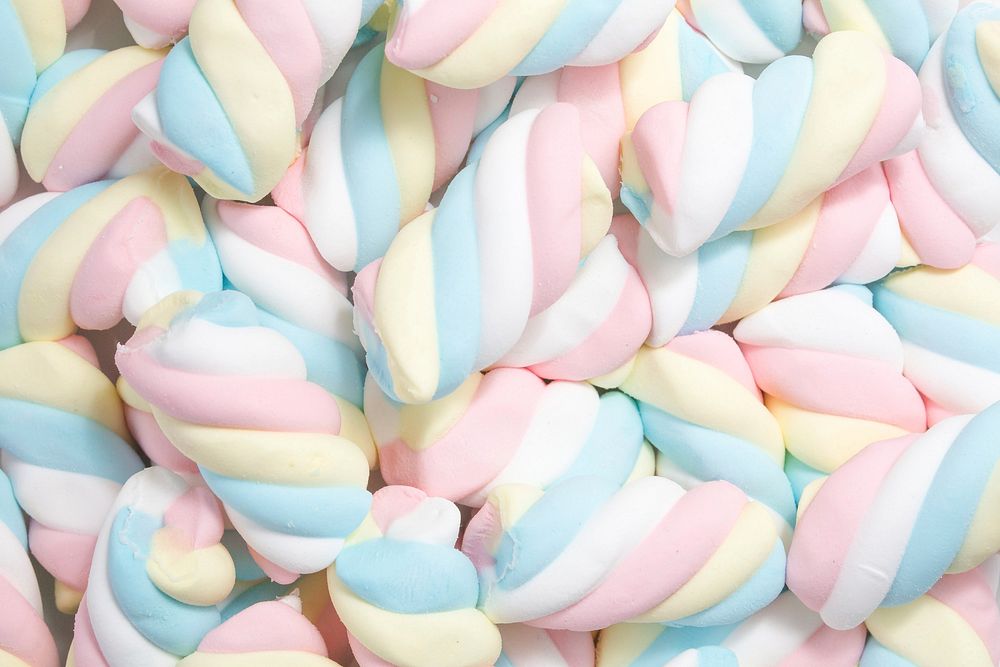 Free closeup of a pile of spiraled, colorful marshmallows image, public domain CC0 photo.