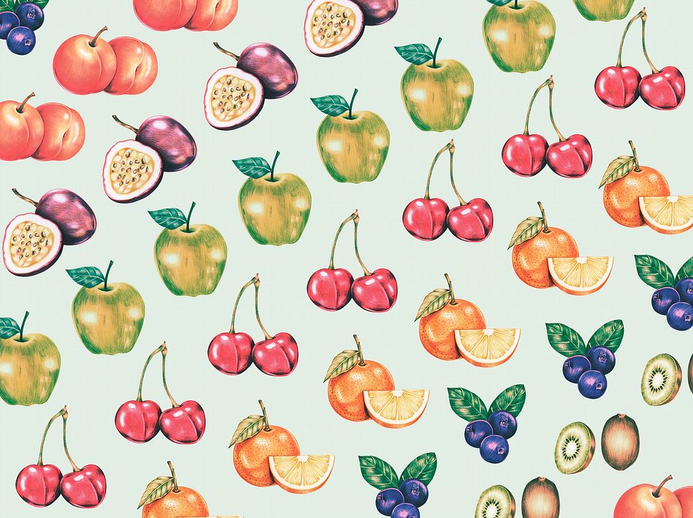 Hand drawn fruits patterned background illustration