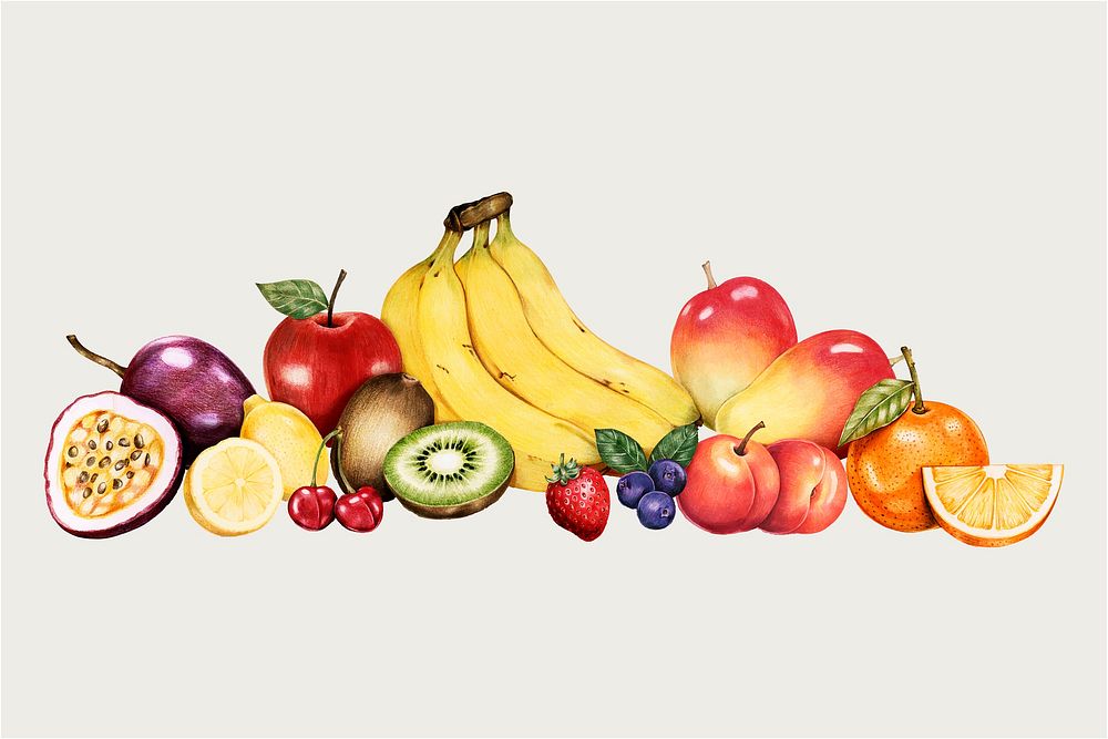 Organic fruit vintage vector hand-drawn set