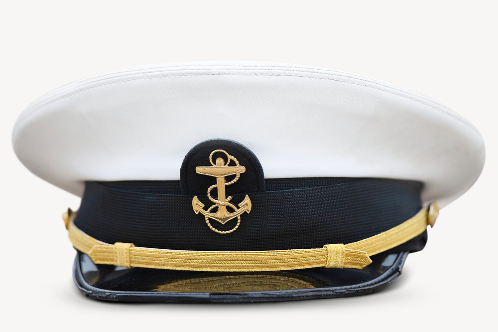 Navy cap sticker, military uniform isolated image psd