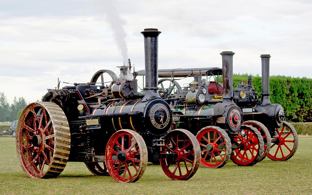 Three Burrell Traction Engines. Original public domain image from Flickr
