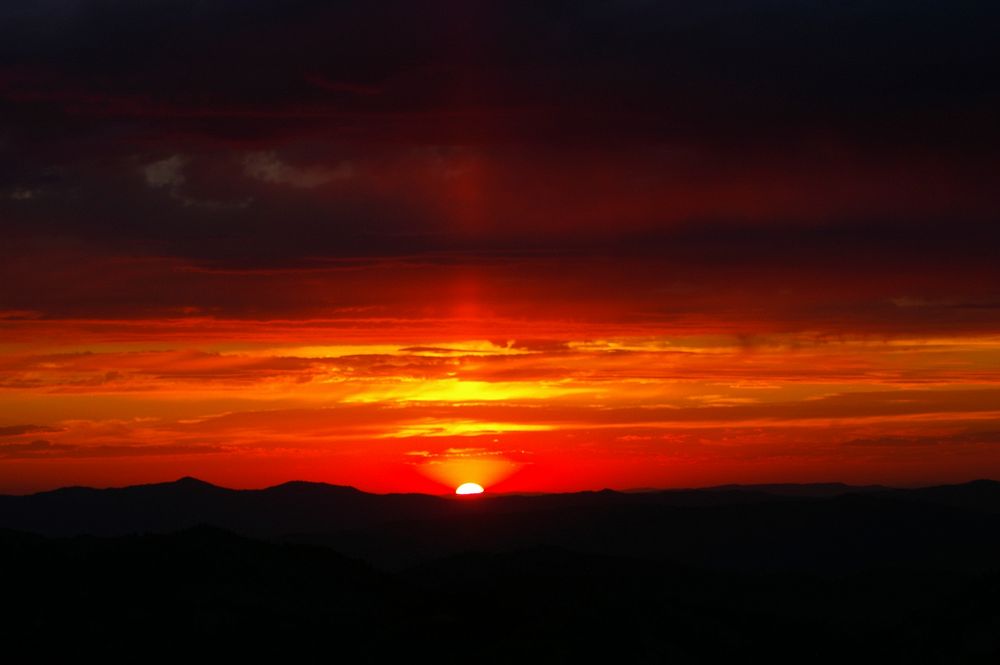 Sunset at the Trinity Lookout on the Boise National Forest. Original public domain image from Flickr