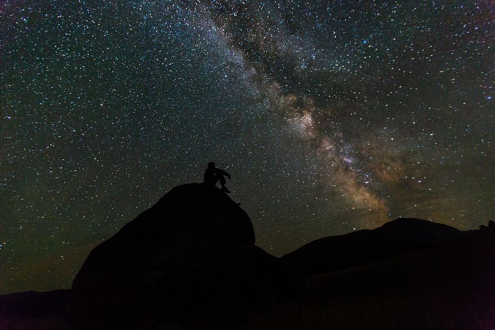 Enjoying the Milky Way, Mammoth Hot Springs. Original public domain image from Flickr