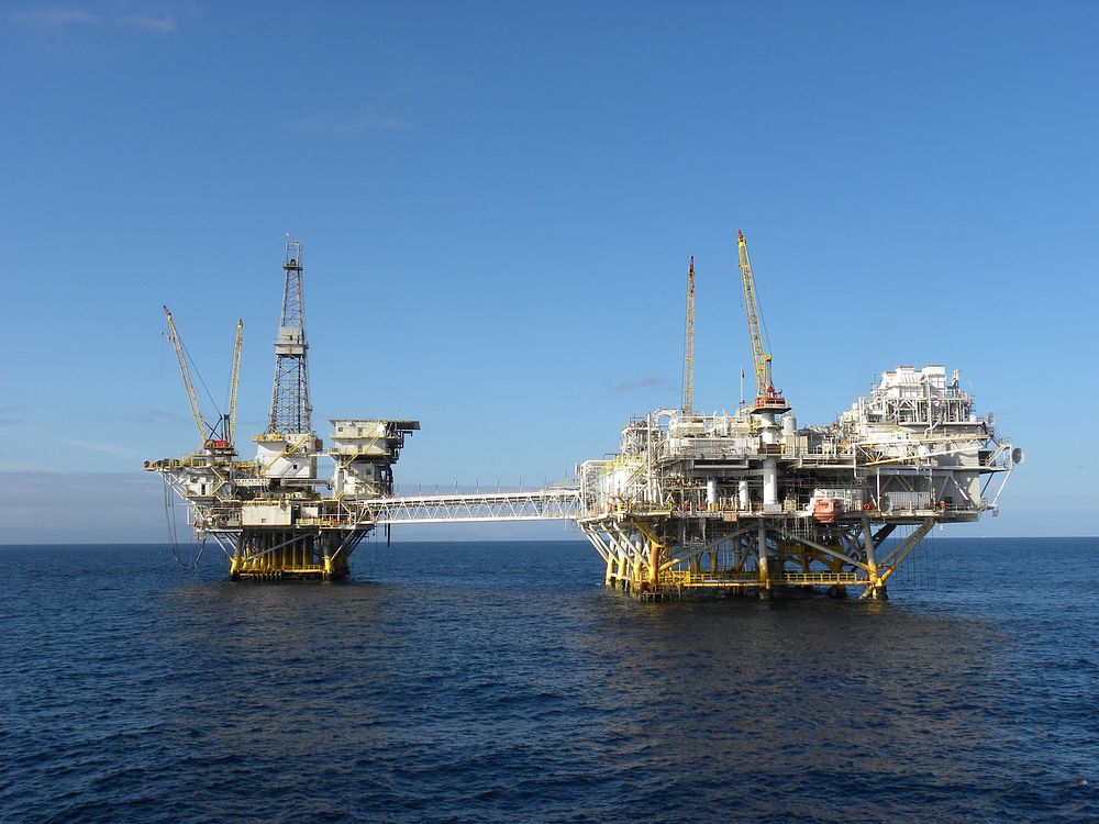 Platforms Ellen and Elly offshore near Long Beach, Calif in BSEE&rsquo;s Pacific Region. Original public domain image from…