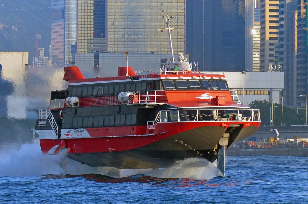 MV Horta. Boeing Jetfoil.Hong Kong.JetFoil: 24.44m length, 267 tonnes, 190/243 passengers monohull hydrofoil. Propelled by…