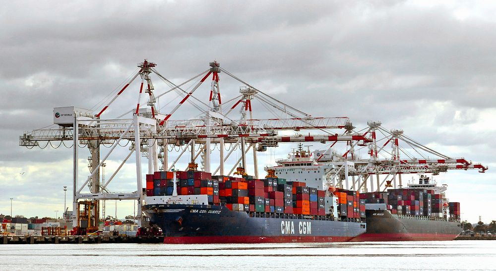 Free container terminal in Port of Melbourne photo, public domain logistics image. Original public domain image from Flickr