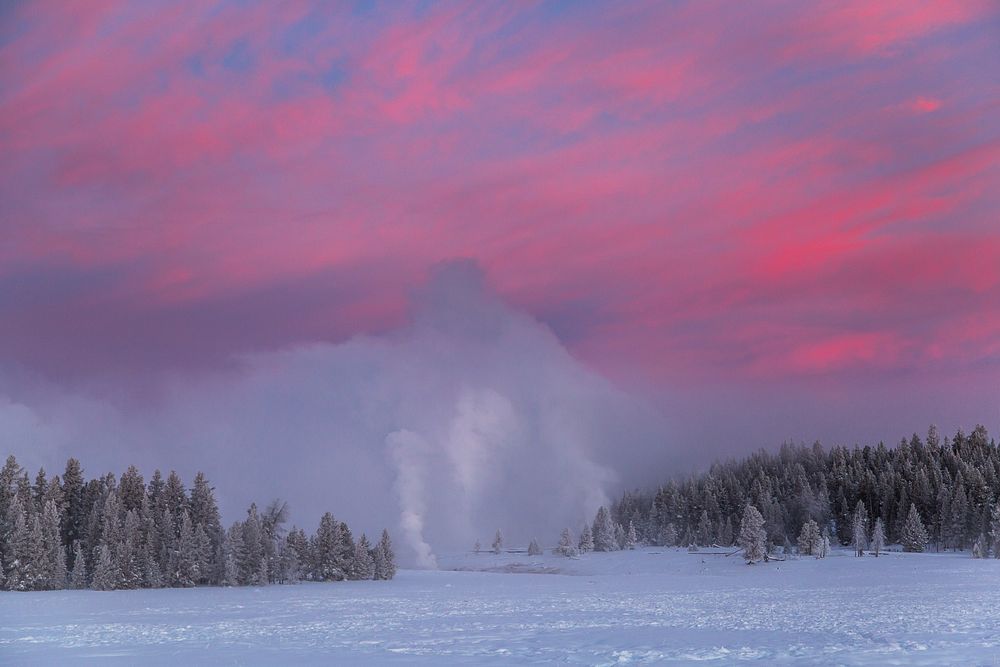 Winter dawn, Upper Geyser Basin. Original public domain image from Flickr