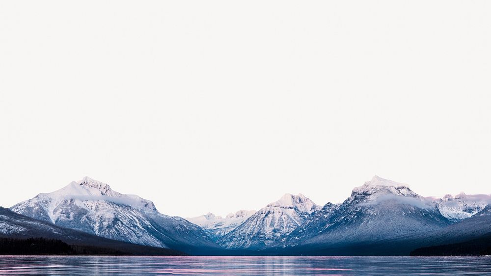 Mountain lake border, desktop wallpaper psd