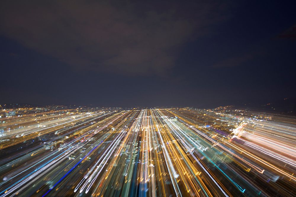 Traffic in the city long exposure photography. Original public domain image from Flickr
