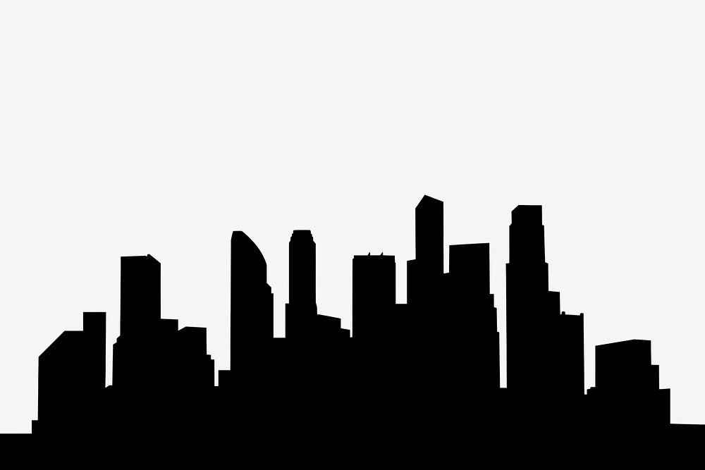 Skyline silhouette collage element, Singapore psd