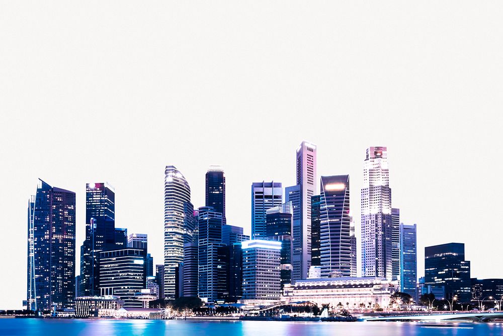 Singapore skyline landscape background, nighttime