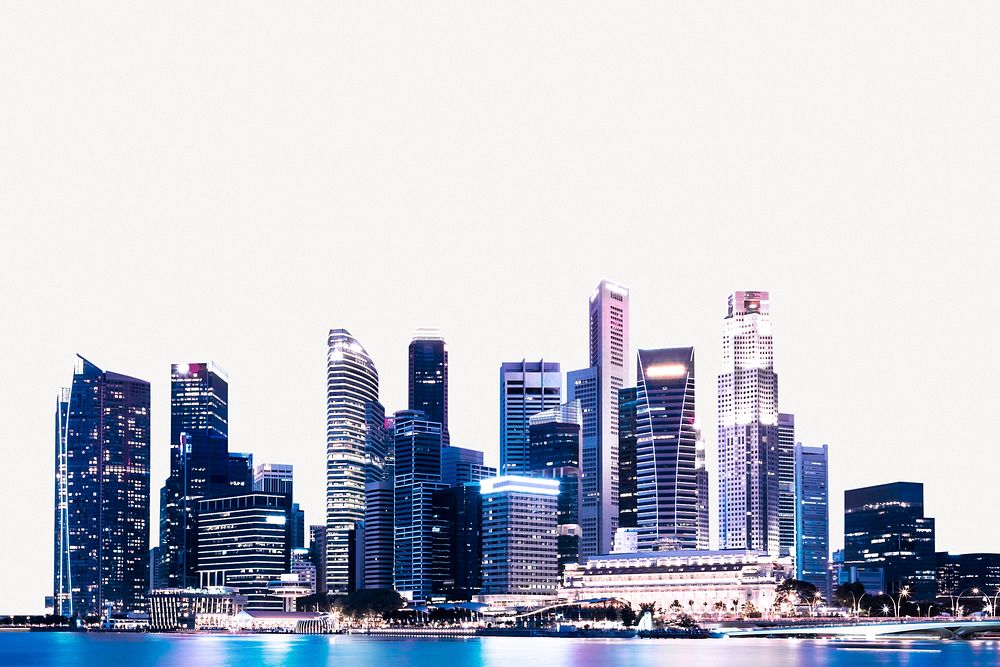 Cityscape collage element, Singapore psd
