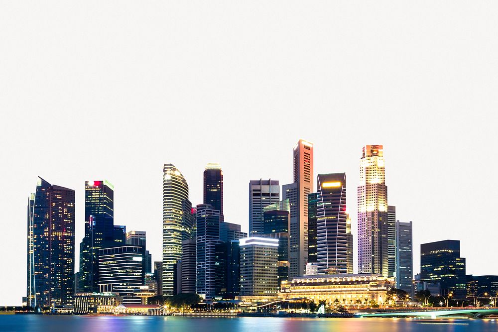 Singapore skyline collage element psd