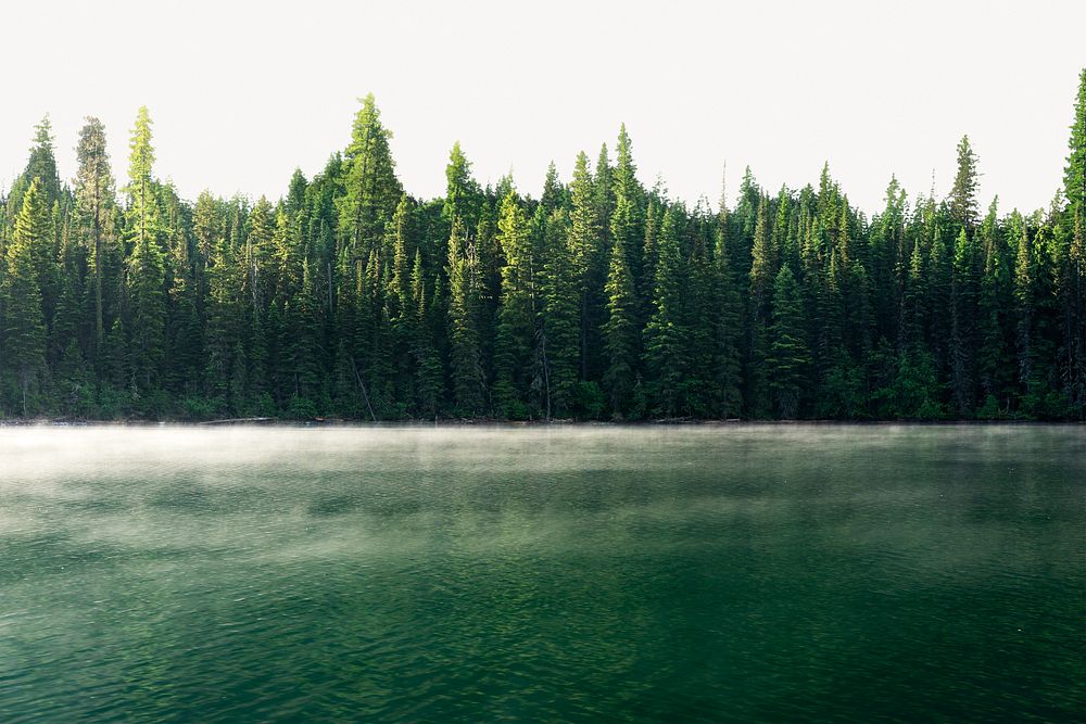 Lake landscape border background, off white design