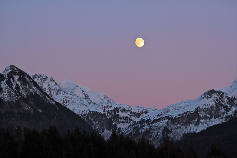 Moonrise over Sitka Ranger District, Tongass National Forest, Alaska. Original public domain image from Flickr