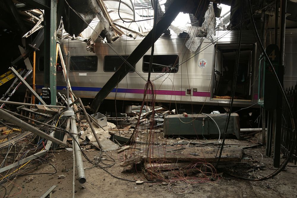 Hoboken, New Jersey terminal damage. Original public domain image from Flickr