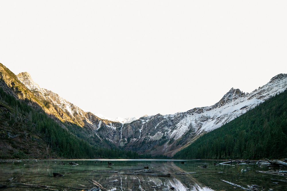 Avalanche lake background, nature aesthetic border