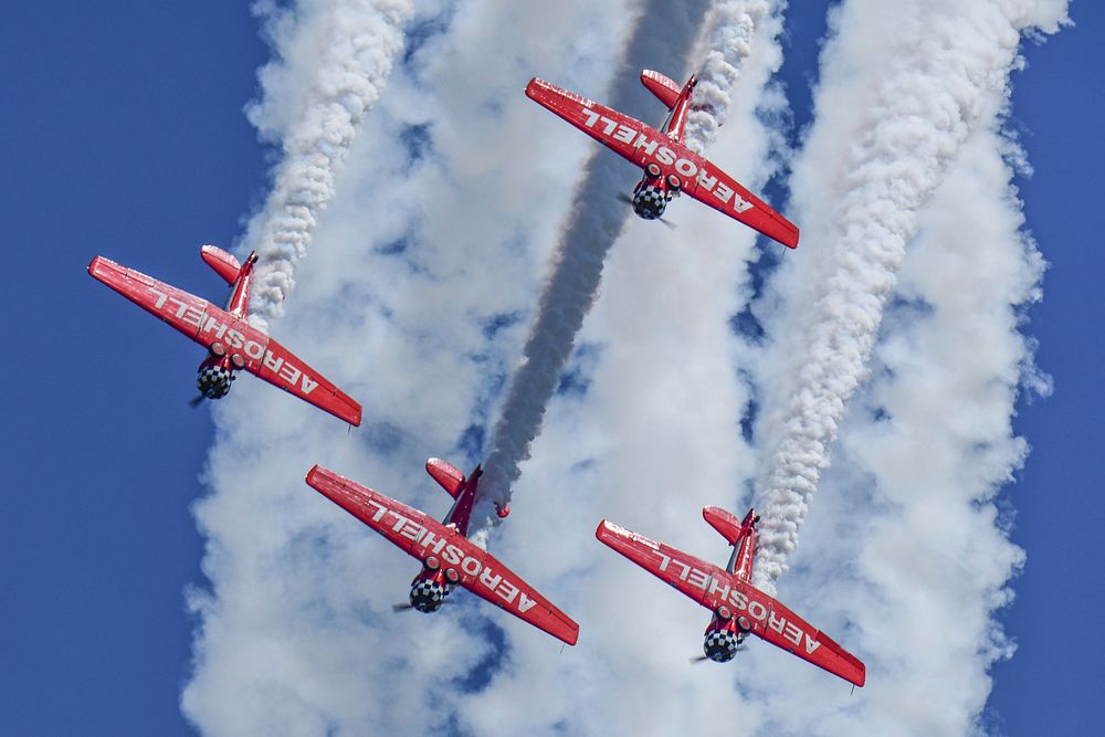 The AeroShell aerobatic team performs during the South Carolina National Guard Air and Ground Expo at McEntire Joint…