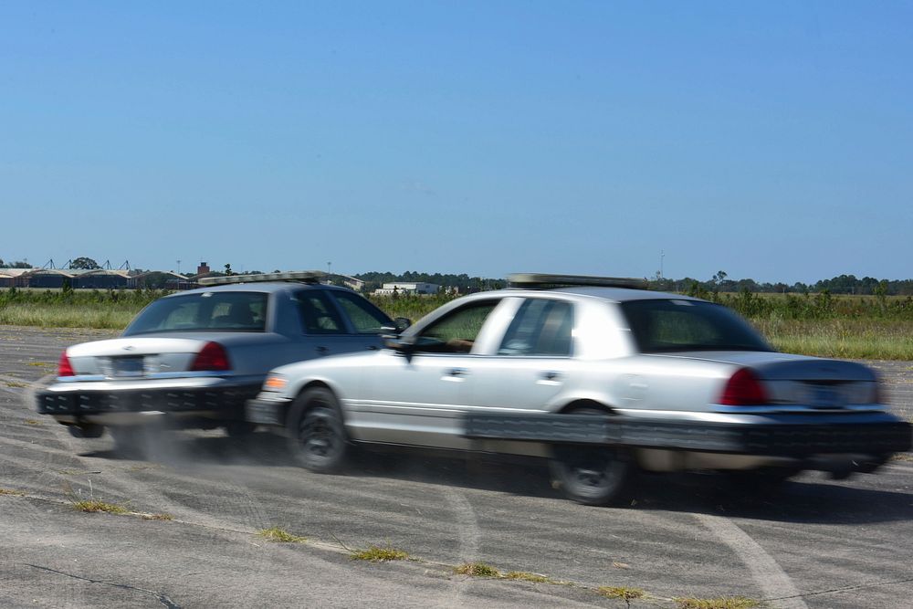 South Carolina Highway Patrol personnel perform Precision Immobilization Technique Training. Original public domain image…