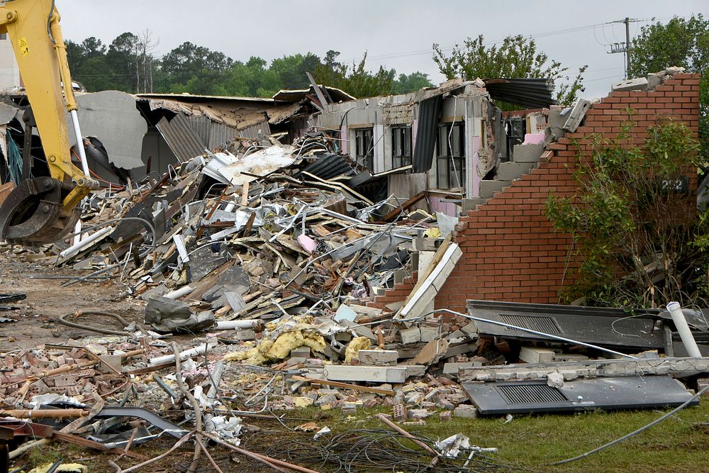 Demolition of the 169th Fighter Wing Headquarters building at McEntire Joint National Guard Base, S.C., Original public…