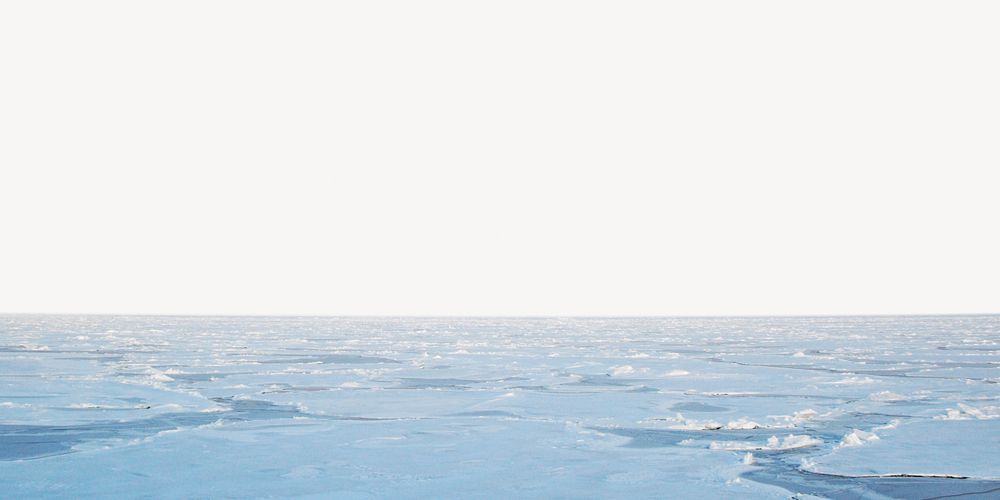 Melting Arctic ice border, nature background psd