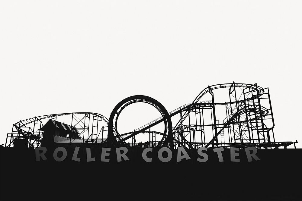 Roller coaster silhouette border background, off white design