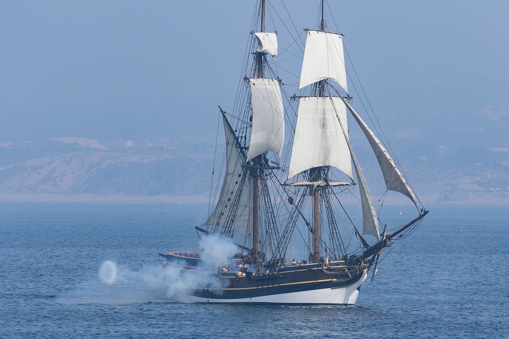 Battle of Monterey performance at the Custom House Plaza. Original public domain image from Flickr