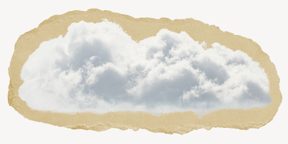 Cloud, weather ripped paper collage element