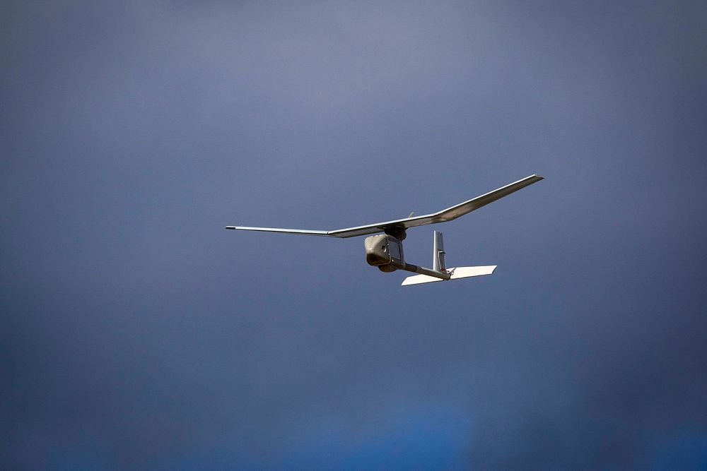 A U.S. Army RQ-11 Raven B, a small unmanned aerial system. Original public domain image from Flickr