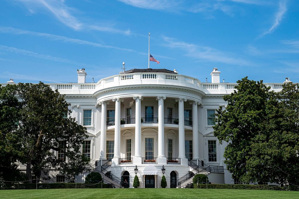 The United States Flag Flies at Half-Staff Atop the White House