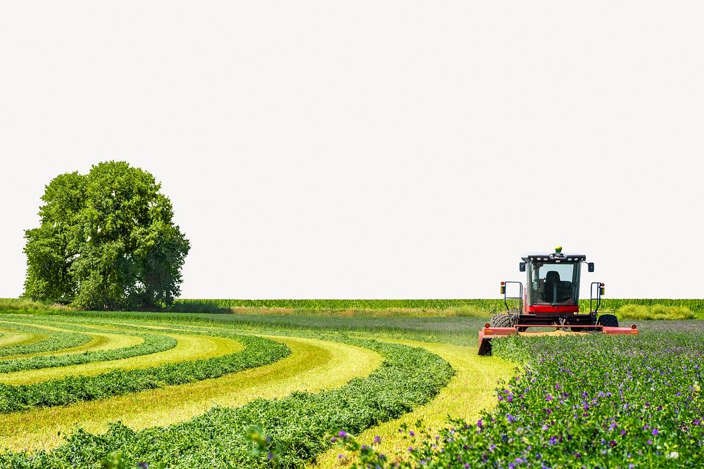 Farm landscape background, tractor