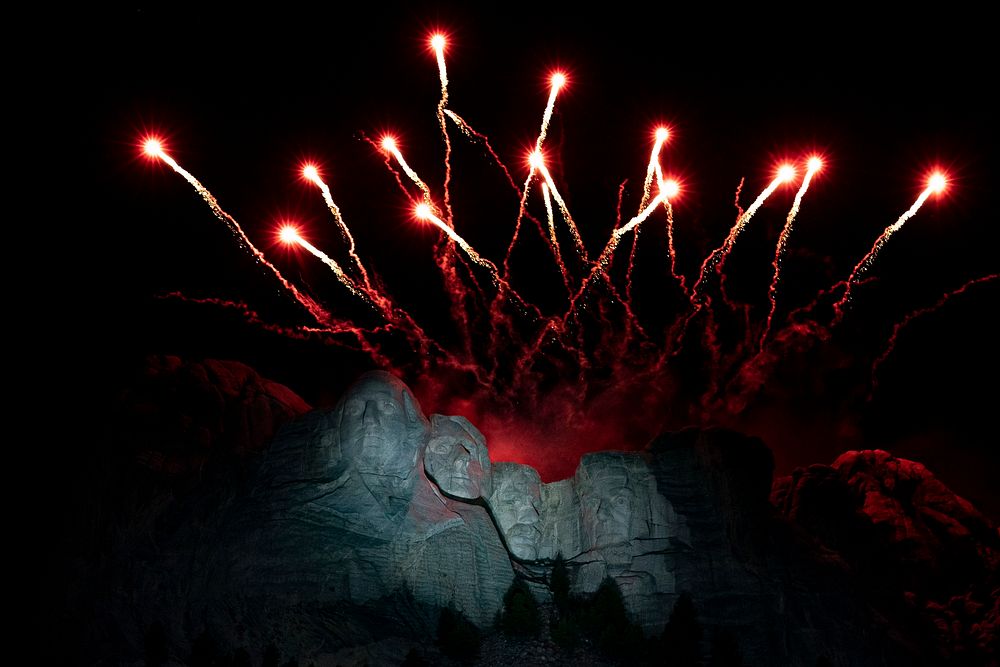 Mount Rushmore Fireworks Celebration at the Mount Rushmore National Memorial in Keystone, S.D. Original public domain image…