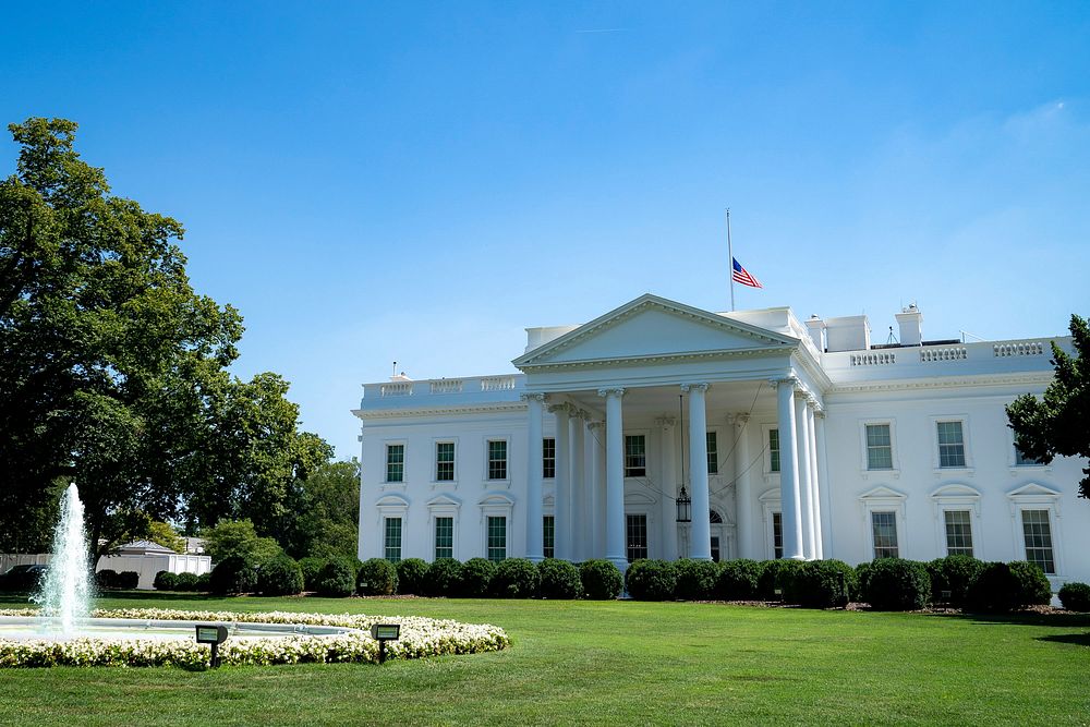 The United States Flag Flies at Half-Staff Atop the White House, honoring the memory and historic public service of civil…