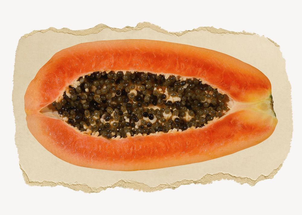 Papaya, fruit, ripped paper collage Free Photo rawpixel