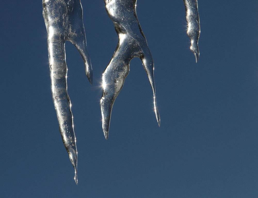 Icicles on a bright day in Mammoth Hot Springs. Original public domain image from Flickr