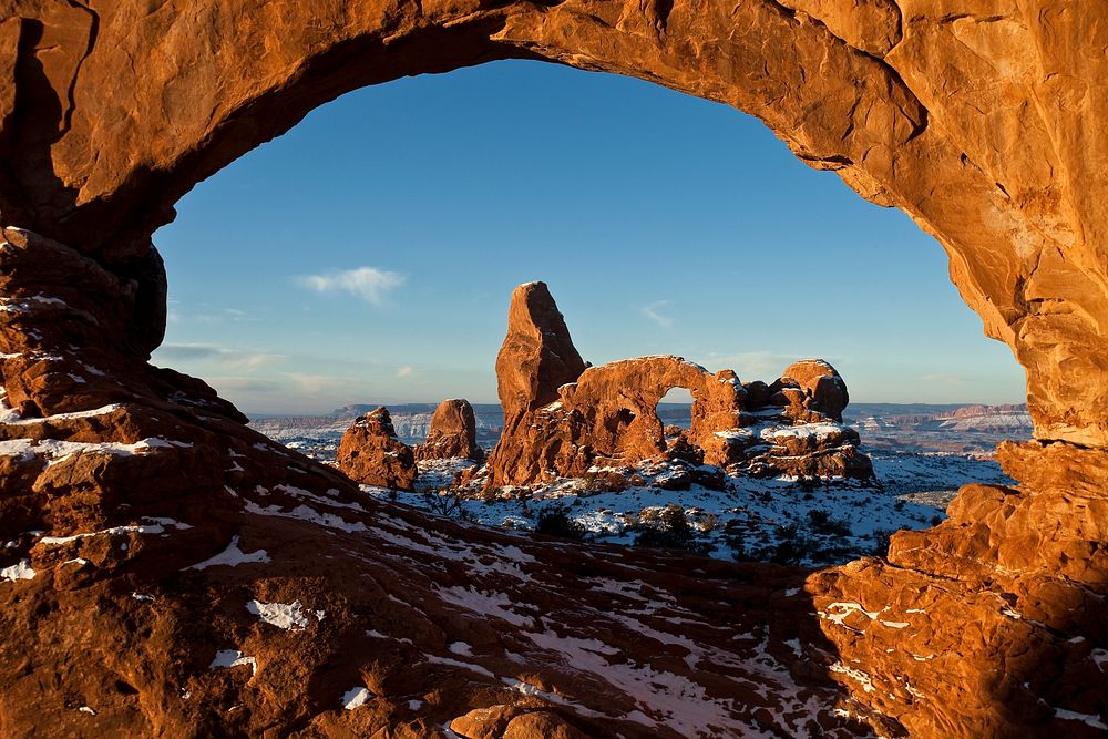 First Light on Turret Arch Framed by North Window