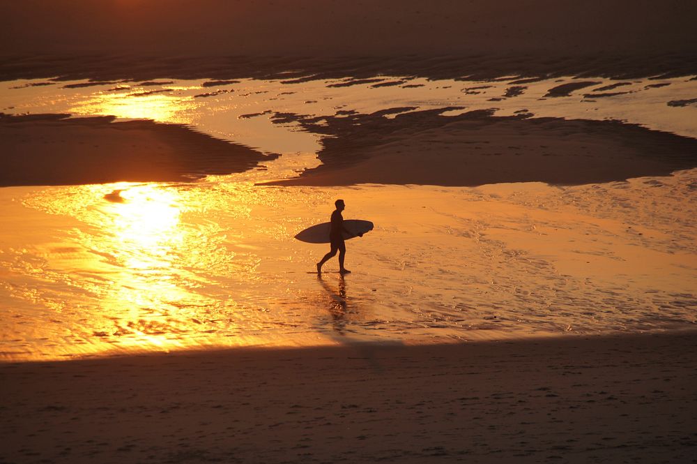 Sunset at beach, background photo. Free public domain CC0 image.