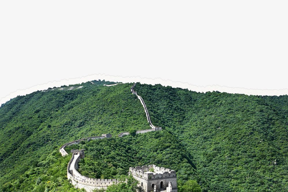 Great Wall of China background, ripped paper, famous landmark