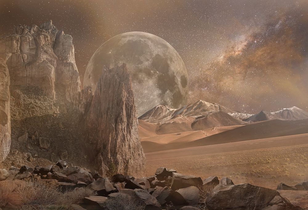 Mars fantasy landscape. Free public domain CC0 photo.