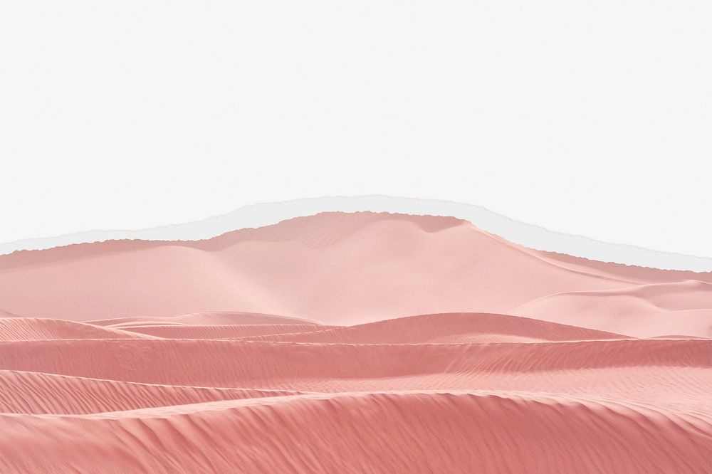 Pink sand dunes background, ripped paper border