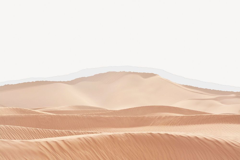 Beige sand dunes background, ripped paper border